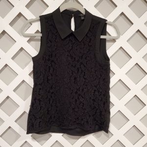Ann Taylor Petite Black Collared Tank XXSP
